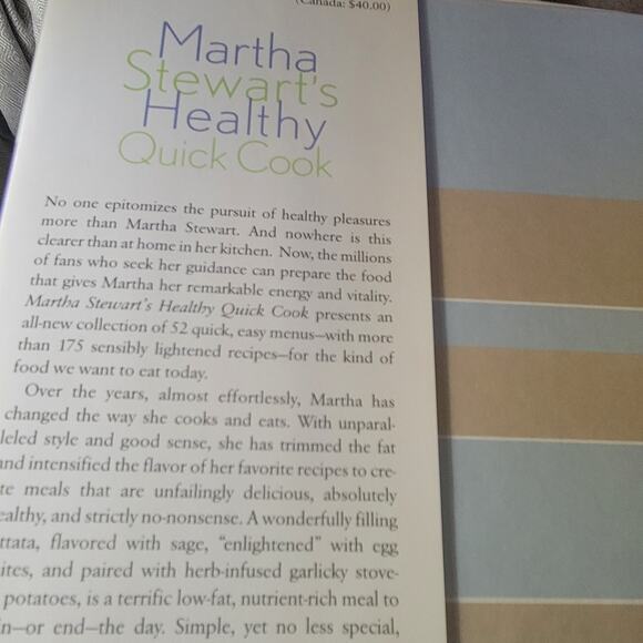 Book: Martha Stewart's Healthy Quick Cook 52 quick, easy menus Hardcover - Picture 4 of 12